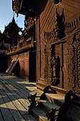 Myanmar - Mandalay, Shwe In Bin Kyaung a wonderful example of the Burmese unique teak architecture and wood-carving art. 